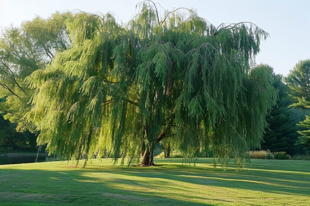 Élagage saule pleureur en action
Saule pleureur taille en cours